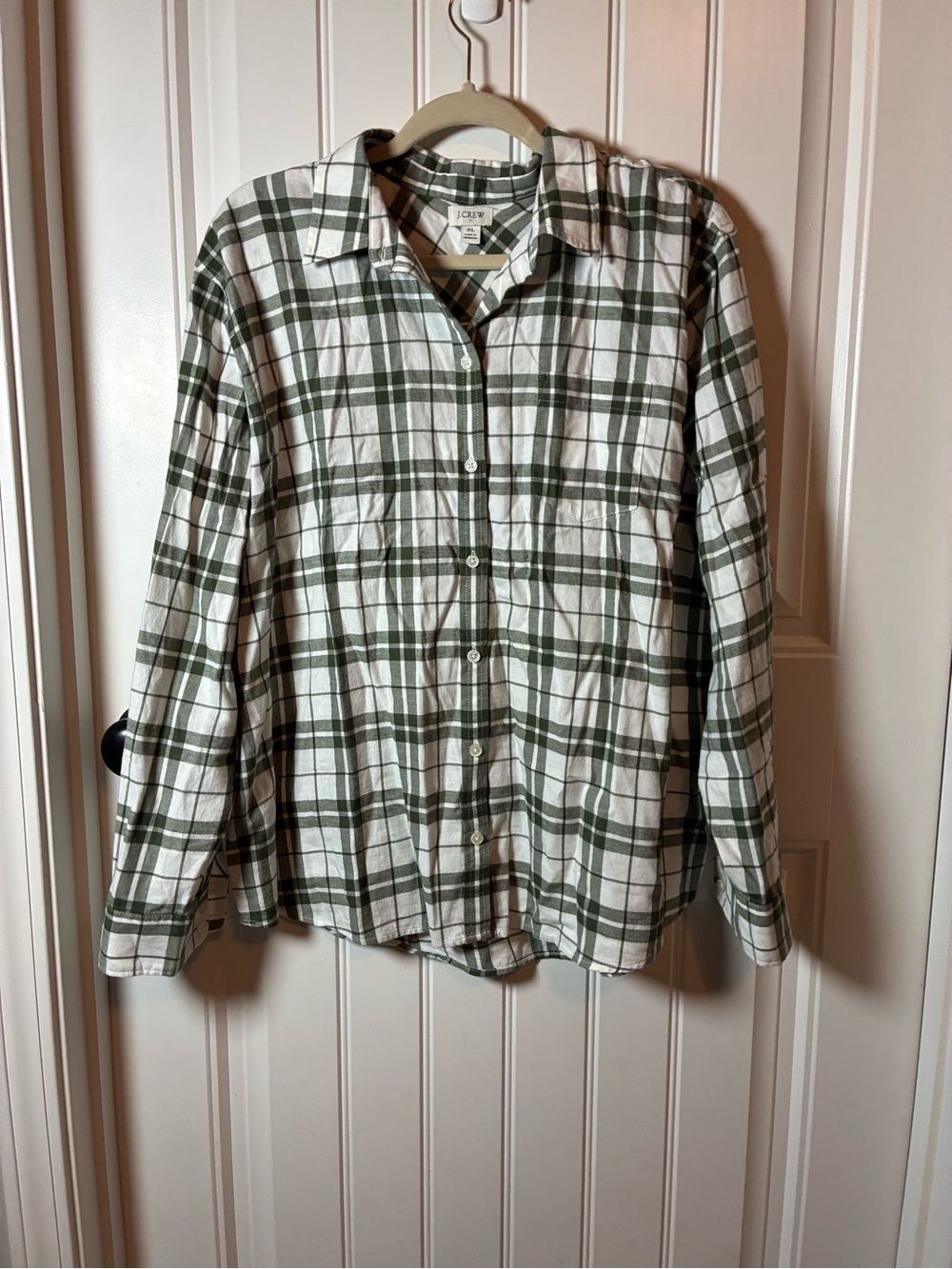 J. Crew Olive & White Plaid Button-Down Shirt